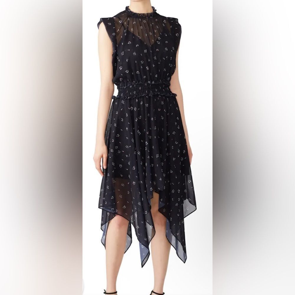 The Kooples Black Floral Midi Dress Size Large